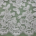 Tela de encaje nupcial con cuentas y cordón bordada sobre malla de red 100% poliéster – Lace USA