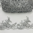 Beaded Corded Lace Trim on Polyester Net Mesh