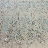 Beaded Lace Fabric on Polyester Net Mesh