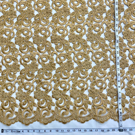 Beaded Corded Bridal Lace Ivory Mesh