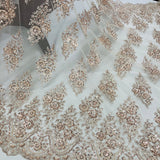 Beaded Embroidered Lace Mesh Coral
