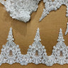 Beaded Corded Lace Trim 6" Ivory Silver
