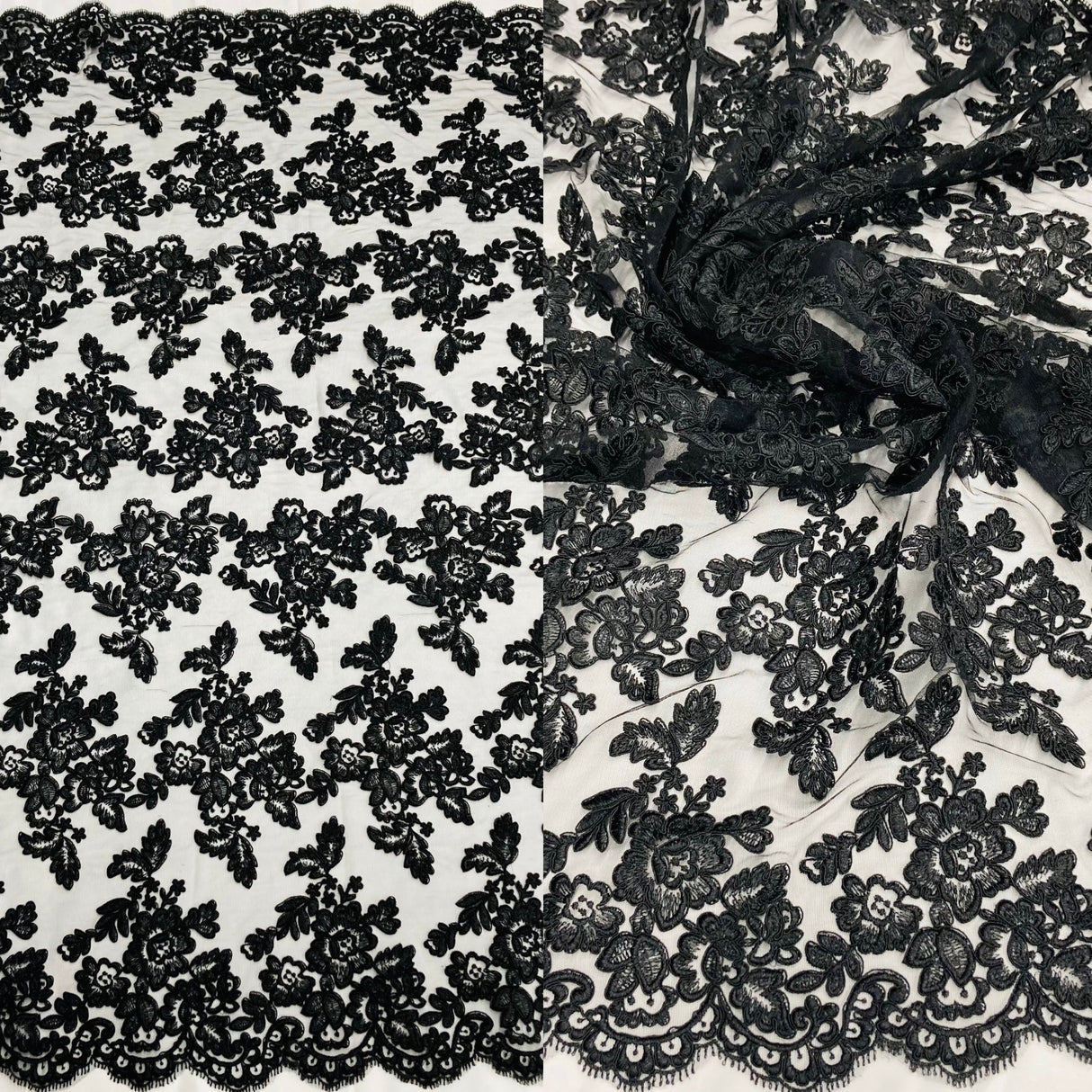 Corded Bridal Lace Embroidered Net Mesh