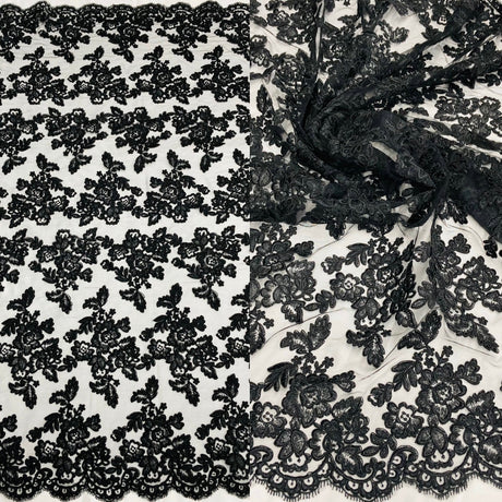 Corded Bridal Lace Embroidered Net Mesh