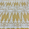 1 Yard Beaded & Corded Bridal Lace Fabric Embroidered on 100% Polyester Net Mesh | Lace USA - Ivory