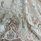 Beaded Lace Fabric on Polyester Net Mesh
