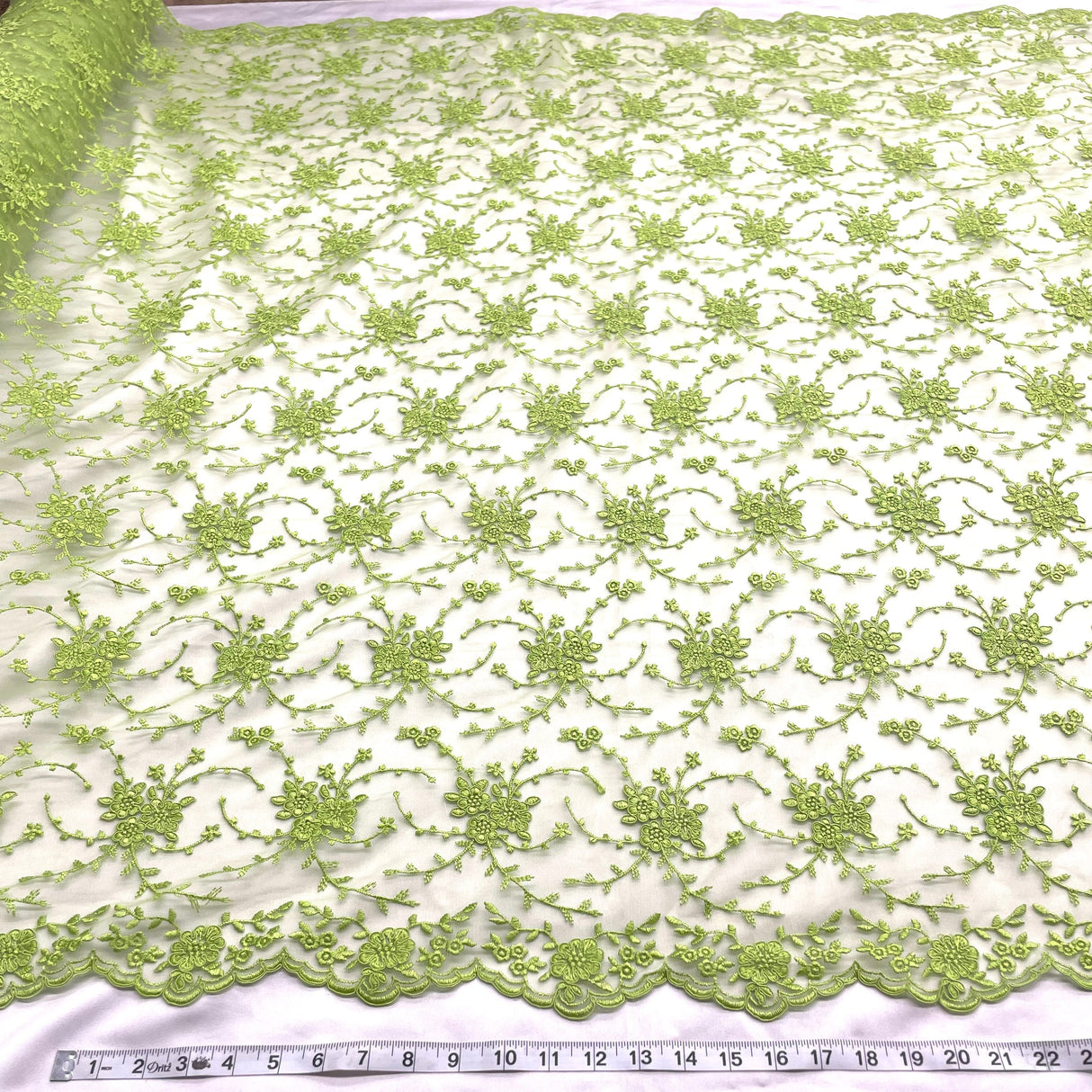 Corded Bridal Lace Fabric 100% Polyester Net Mesh 52"