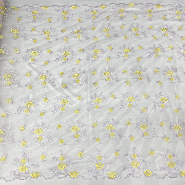 Beaded Lace Fabric on Polyester Net Mesh