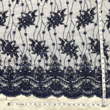 Beaded Corded Bridal Lace Black