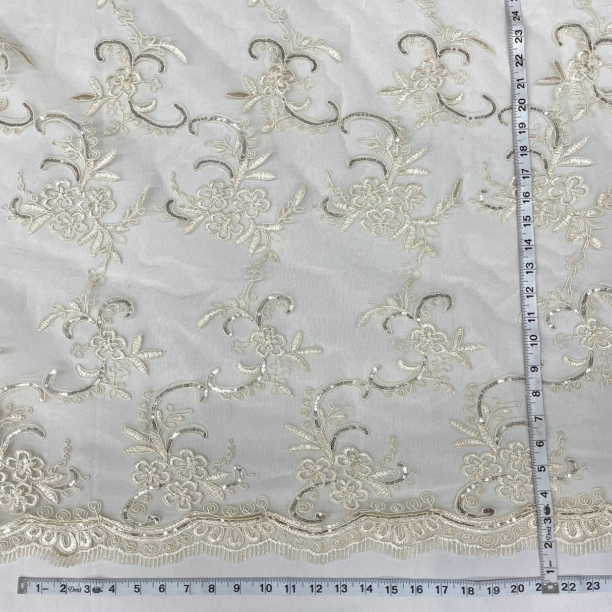 Sequined Corded Lace Fabric Dusty Rose