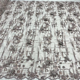 1 Yard Beaded Rhinestone 3D Floral Lace Fabric Embroidered 100 Percent Polyester Net Mesh 50 inch Width