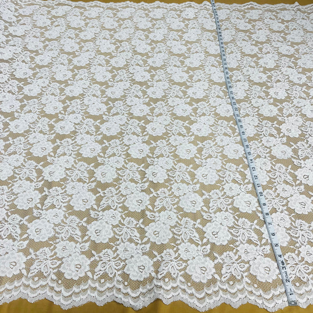 Corded Bridal Lace Fabric on Polyester Net Mesh