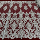 Embroidered Bridal Lace White Mesh
