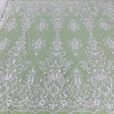 Beaded Sequined Lace Fabric 100% Polyester Net Mesh