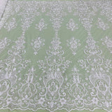 Beaded Sequined Lace Fabric 100% Polyester Net Mesh