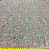 Beaded Lace Fabric on Polyester Net Mesh