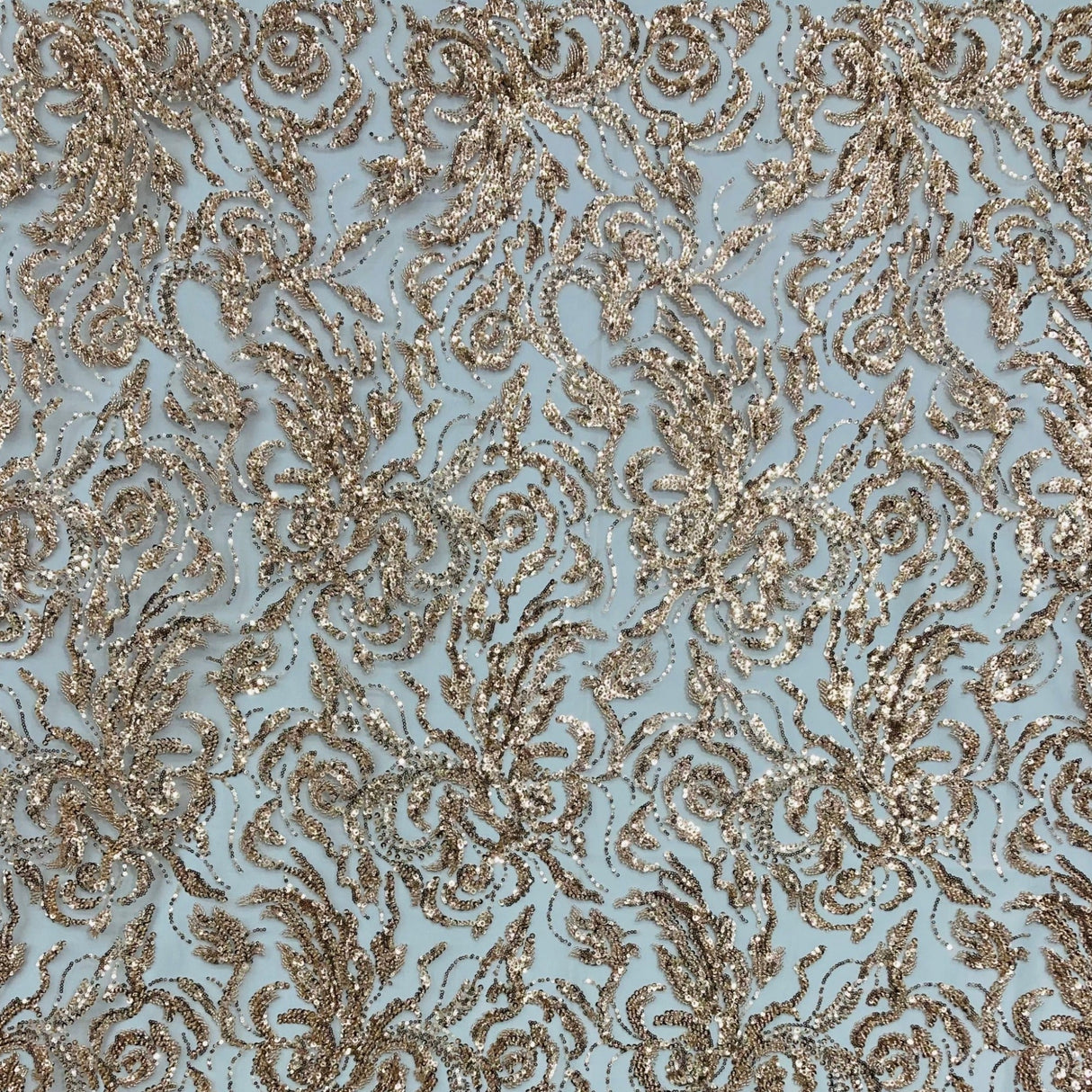 Beaded Sequined Lace Fabric 100% Polyester Net Mesh