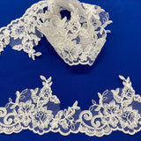 Embroidered Corded Lace Trim White