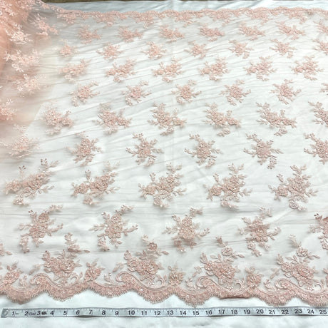 Beaded Corded Bridal Lace Fabric 54"