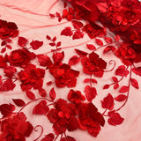 1 Yard 3D Floral Lace Fabric Embroidered on 100 Percent Polyester Soft Tulle Net Mesh White 60 inch Width