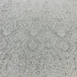 1 Yard Beaded Lace Fabric Embroidered on 100% Polyester Net Mesh