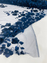 Orquidia 3D Floral Design Embroidered With Pearls Lace Fabric - 3D Floral Mesh Lace, 54" Width (1 Yard)