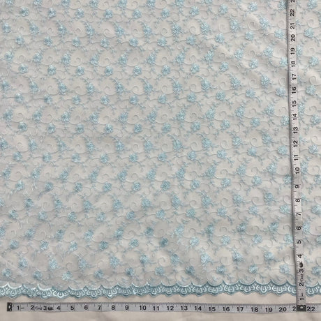 Embroidered Lace Mesh in Lt. Blue and Purple