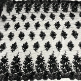 Beaded 3D Floral Lace Fabric
