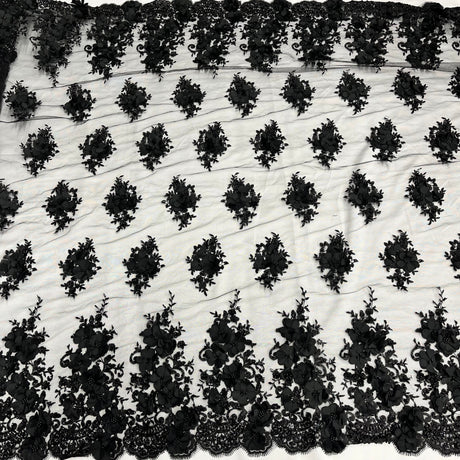 Beaded 3D Floral Lace Fabric
