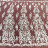 Beaded Lace Fabric on Polyester Net Mesh