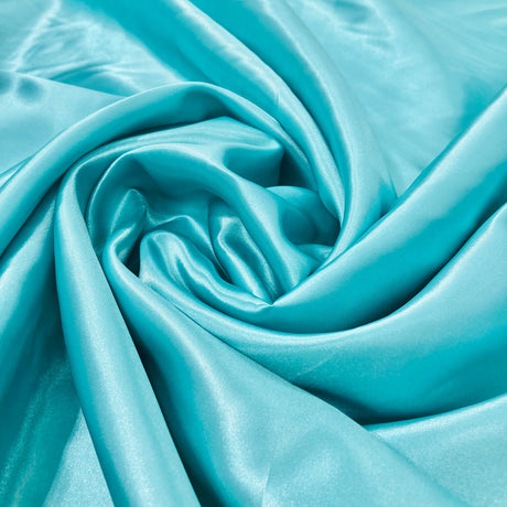 1 Yard Charmeuse Medium Satin Lining Fabric Aqua Blue 60"