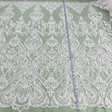 Embroidered Bridal Lace Fabric on Polyester Net Mesh