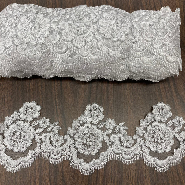 Corded Lace Trimming Embroidered Mesh