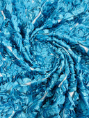 3D Roses On A Mesh Fabric - 54" Width, Color Options (1 Yard)