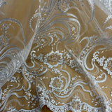 Corded Bridal Lace Fabric Embroidered Mesh