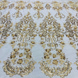 Beaded Lace Fabric Embroidered Polyester Net Mesh 52"