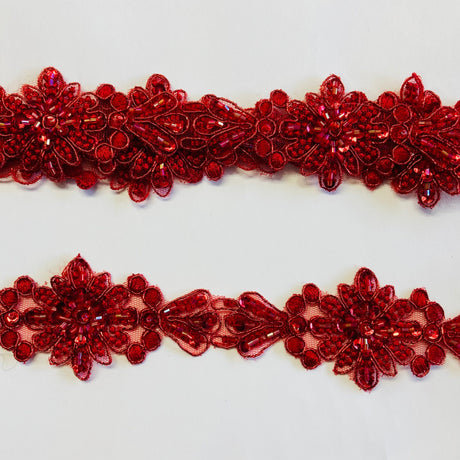 Beaded Corded Lace Trim 100% Polyester Net Mesh