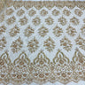 1 Yard Luxurious Beaded and Corded Bridal Lace Fabric Embroidered on Polyester Net Mesh