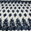 Beaded 3D Floral Lace Fabric