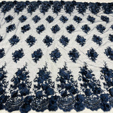 Beaded 3D Floral Lace Fabric