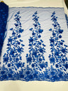 Princess 3D Floral Lace Polyester Fabric - Beaded Mesh Lace, 50" Width (1 Yard)