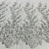 1 Yard Beaded Lace Fabric Embroidered on 100% Polyester Net Mesh – 51" Wide
