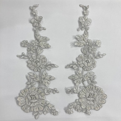 Beaded Corded Floral Lace Applique