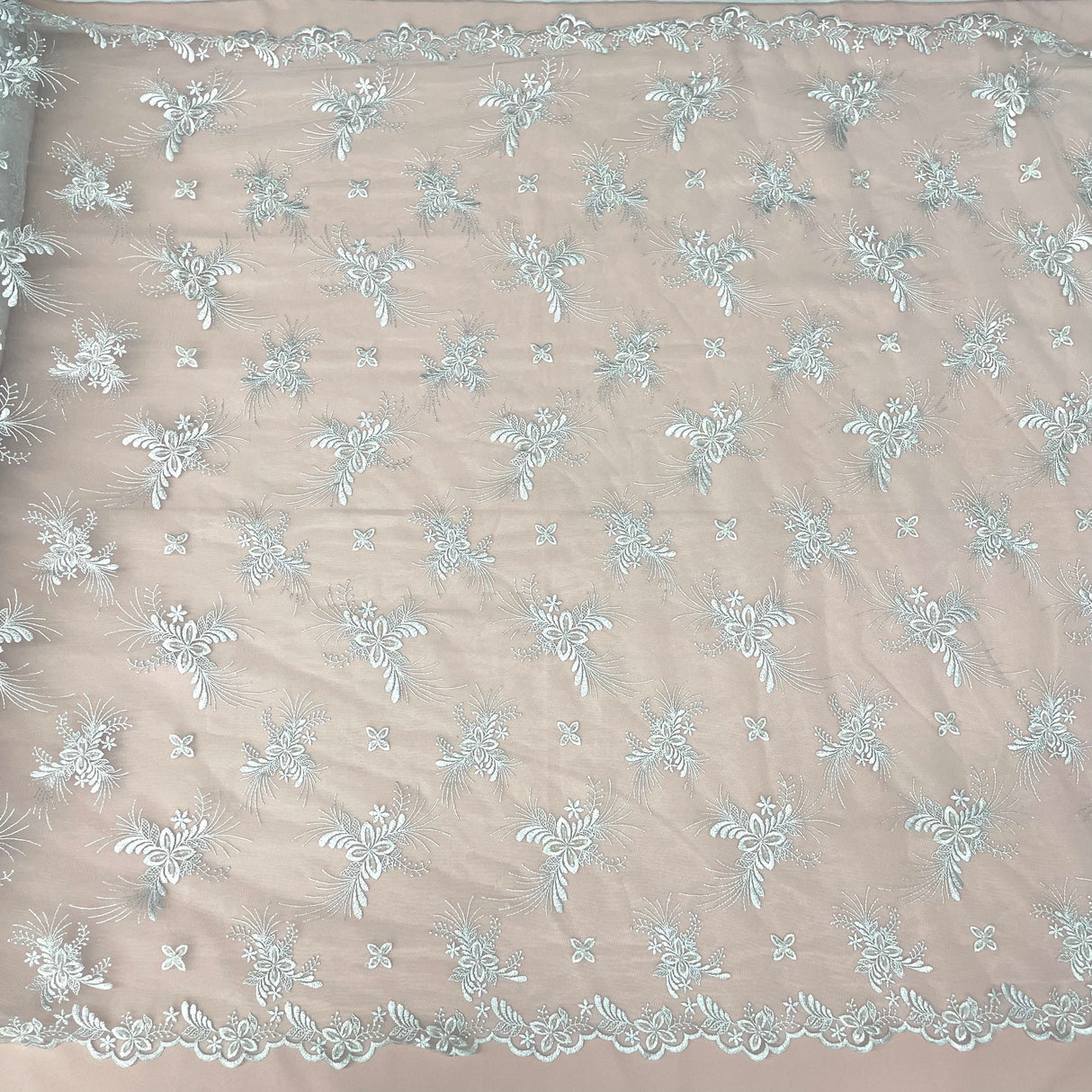 Beaded Embroidered Lace Mesh Fabric