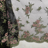 Corded Bridal Lace Fabric on Polyester Net Mesh