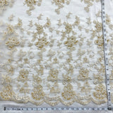 Beaded Lace Fabric Champagne with Gold 54"