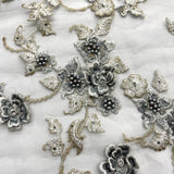 Beaded 3D Floral Lace Fabric