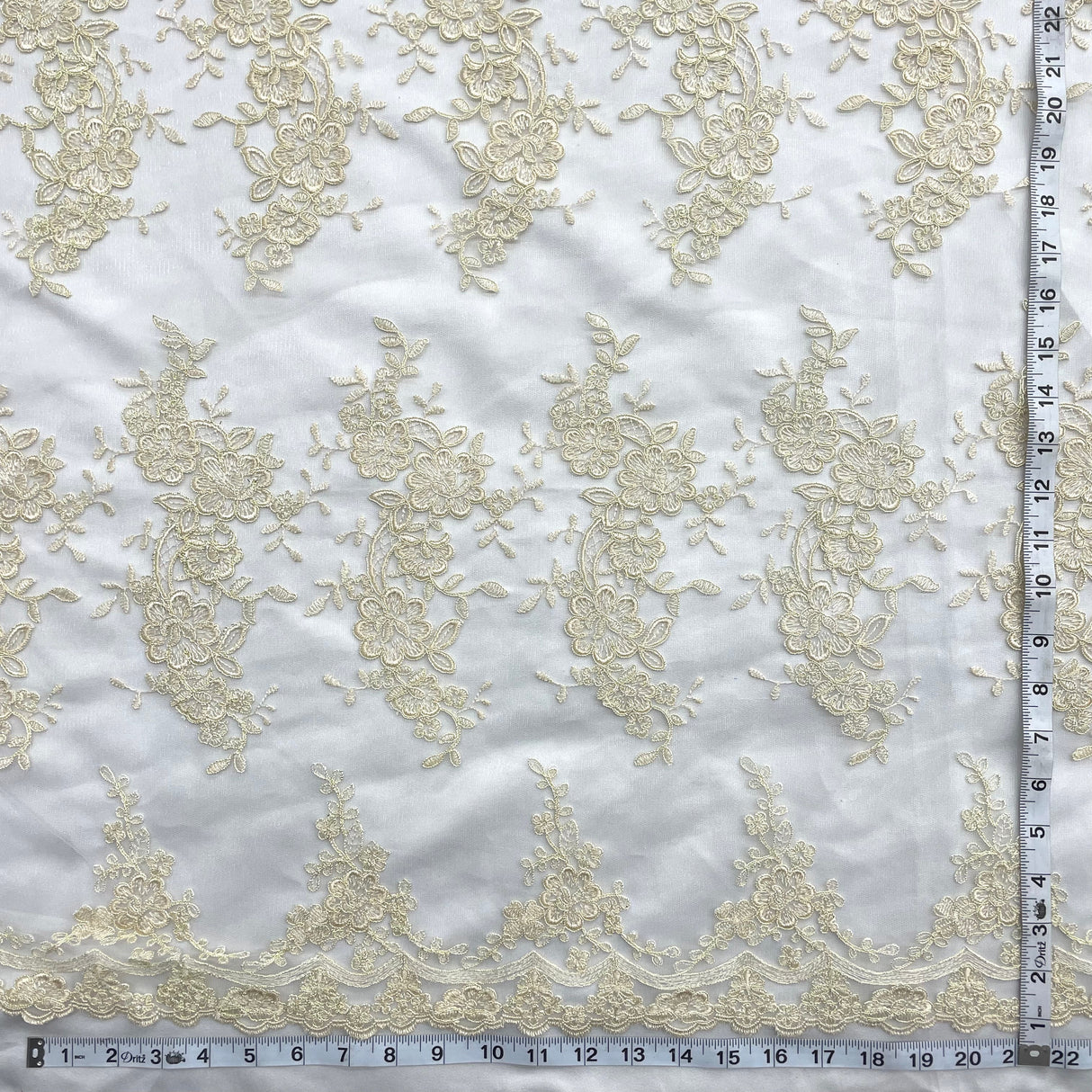 Corded Bridal Lace Fabric on Polyester Mesh