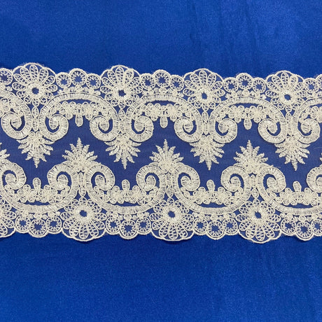 Corded Lace Trimming 6.5" Double Sided Embroidered