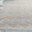 Beaded Lace Fabric on Polyester Net Mesh
